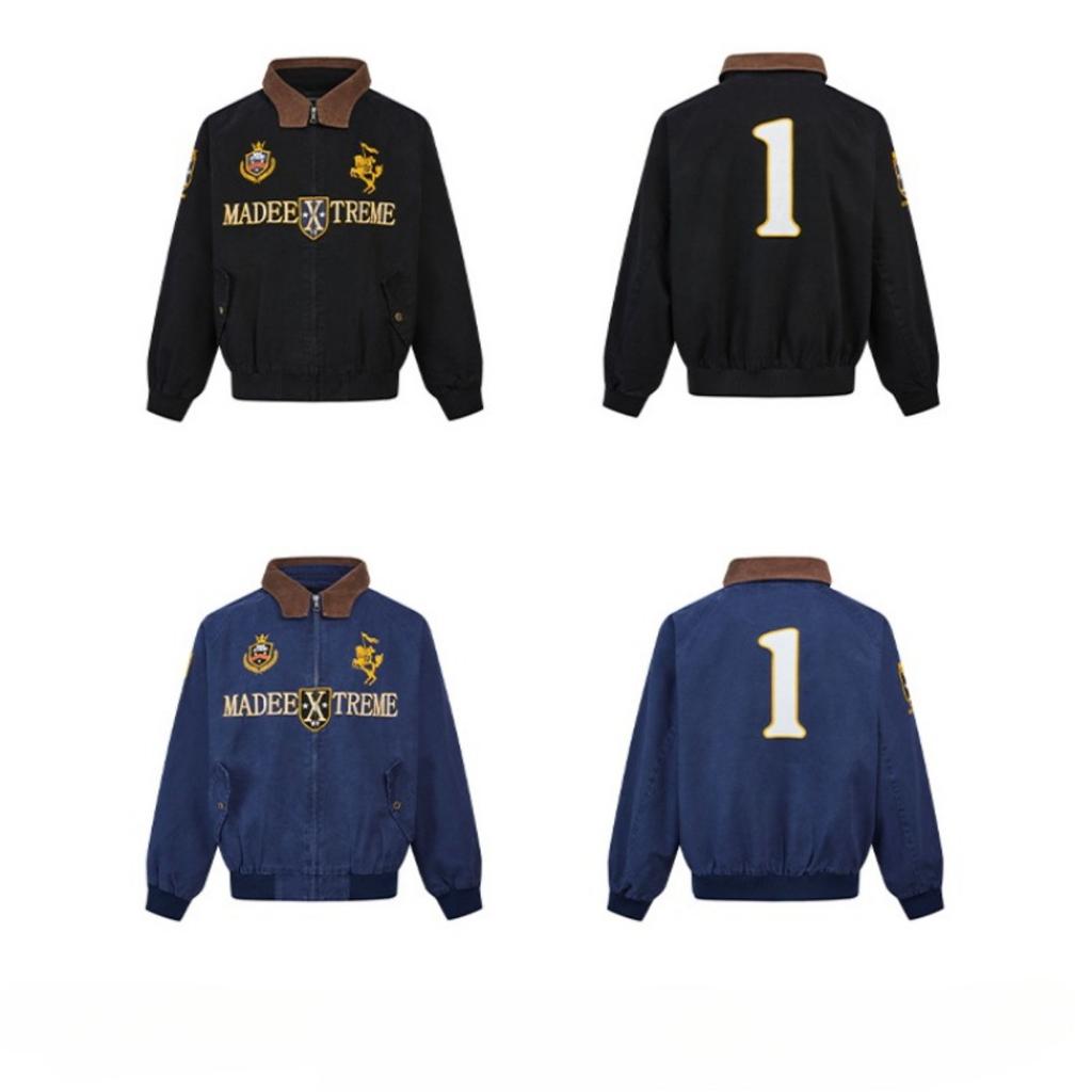 EastRogue Detroit Embroidered Jacket for Men, Autumn Retro Streetwear, Vintage Twill Cotton, Asute