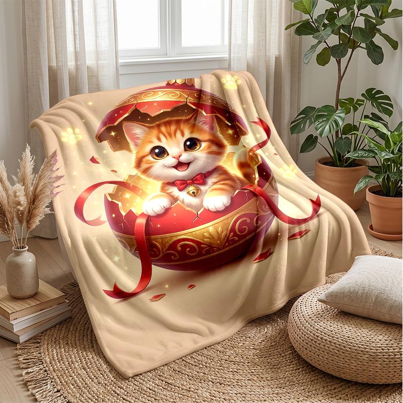 Kitten and Butterfly Theme blanket Lightweight Warm Flannel Blanket Decorative Throw Blanket for Home Decoration