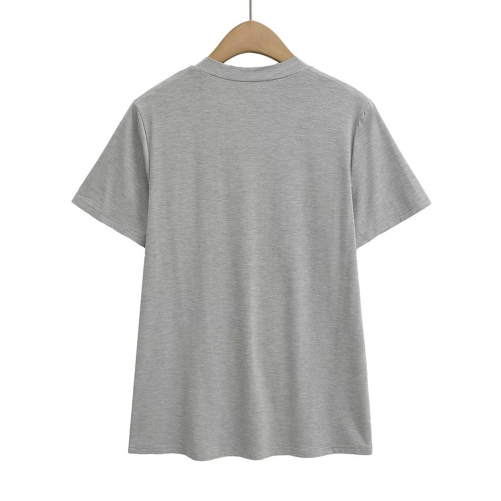 Retro Korean Basic V-Neck Loose Short-Sleeved Women's T-Shirt