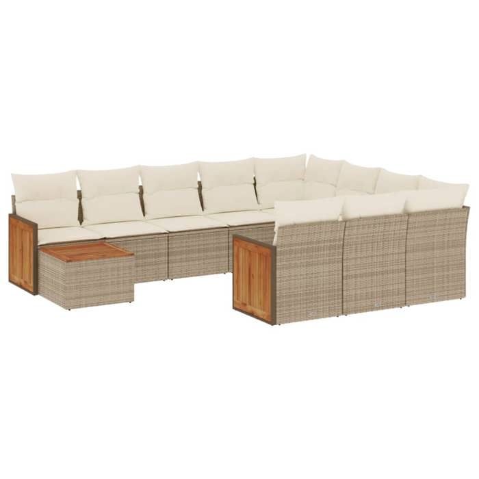 VidaXL Salon de Jardin avec Coussins 11 pcs, Canapés de Terrasse, Ensemble de Meubles de Patio, Mobilier d'Extérieur, Beige 3228046