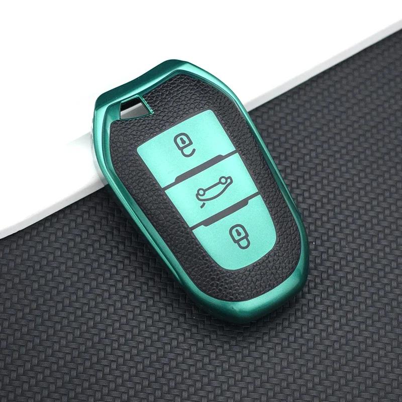 Tpu Leather Shell Fob Holder For Citroen C4 C6 C3-Xr Grand Ds Ds5 For Peugeot 308 408 508 2008 3008 4008 5008 Car Key Case Cover