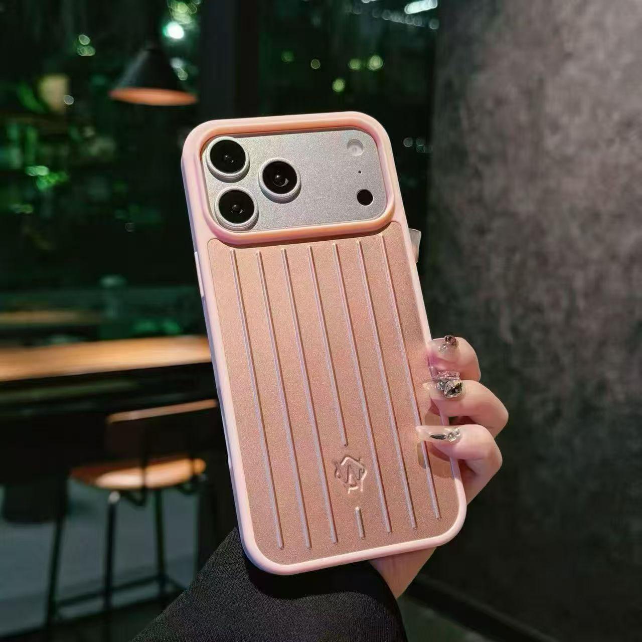 Luxury Bussiness Luggage Aluminum Alloy Phone Case For iPhone 17 Pro Max 16 15 14 3D Corrugated Stripe Back Cover With Gift Box For iPhone 17