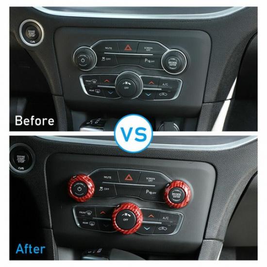 3x Air Condition Audio Switch Knob Trim Ring for Dodge Challenger 15+ /Ram 12-17