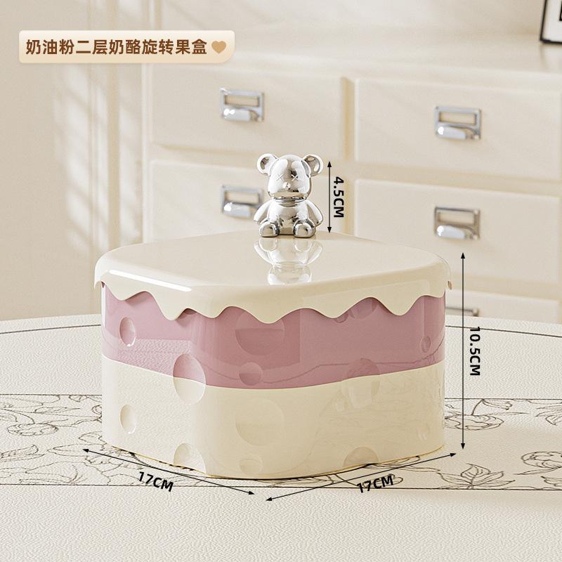 

Fruit plate multi-layer festive candy box with lid dustproof rotating storage living room coffee table snack dried fruit box