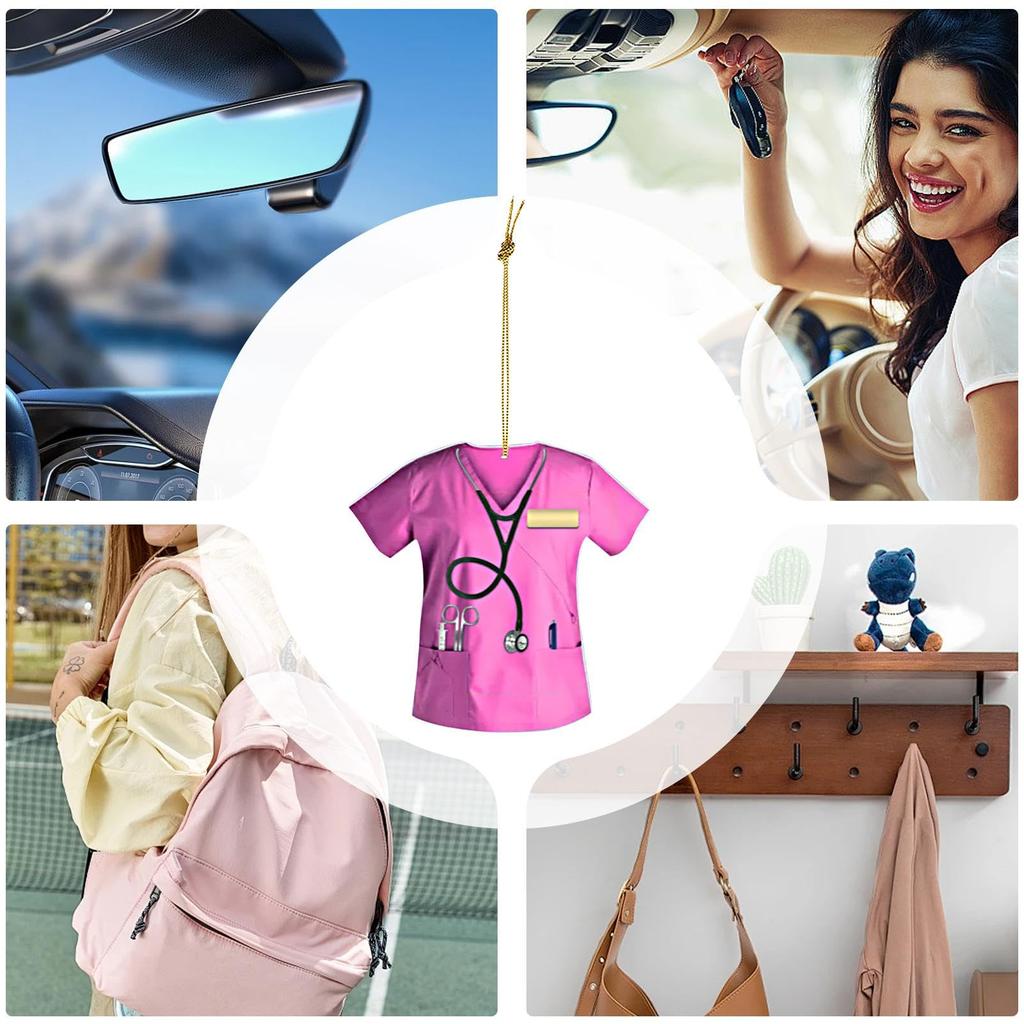 Acrylic Car Pendant, Car Hanging Decoration, Nurse Clothing Pendant for Automotive - Nurse Uniform