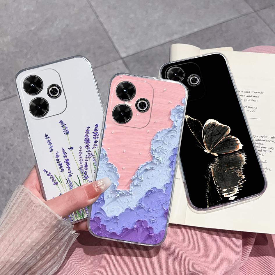Populární pouzdro s graffiti motýlem pro Xiaomi Redmi 13 13C 14C A3 Note 13 Pro K70E K60 Ultra Nový kryt Měkký silikonový Ochrana proti pádu Průhledné pouzdra na telefon pro Redmi