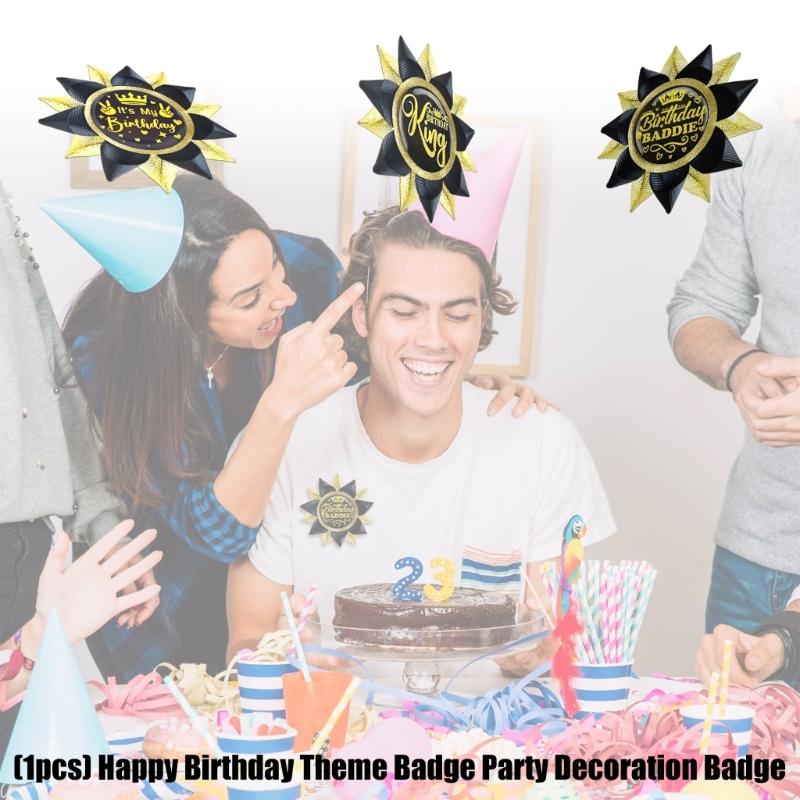 Happy Birthday Button Pin Party Decoration For Birthdays Event Reusable Safety Clasps Grosgrain Ribbon Badges Gift