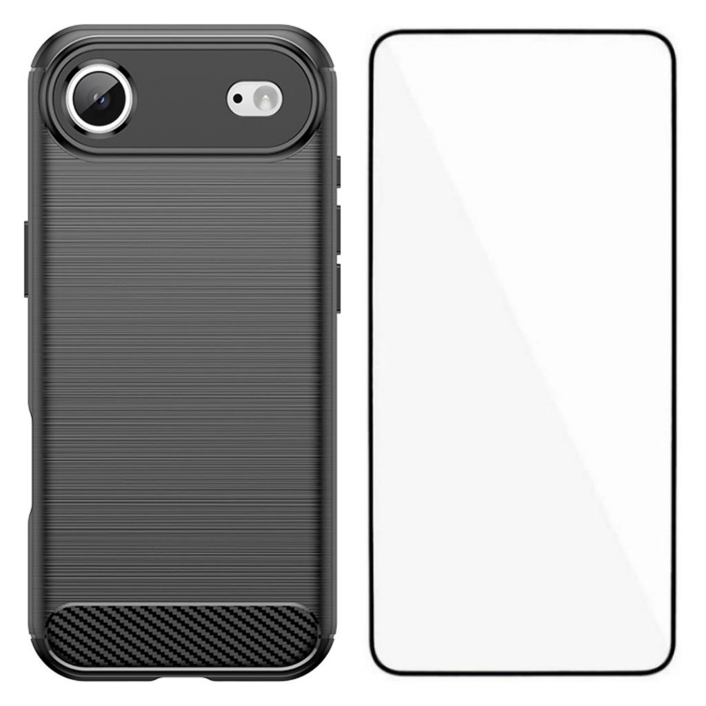 For iPhone 17 Air Case with Tempered Glass WANLONFENG LS Series Brushed Texture TPU Phone Cover