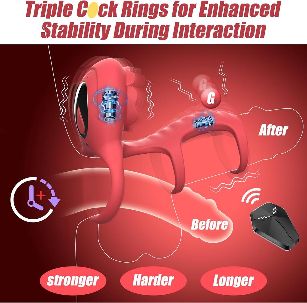 Rose Vibrierender Penisring Rose Klitorale G-Punkt Stimulation Penisring Vibrator, APP-Fernsteuerung 9 Vibrationen Männlich Weiblich Erektion Erotische Produkte
