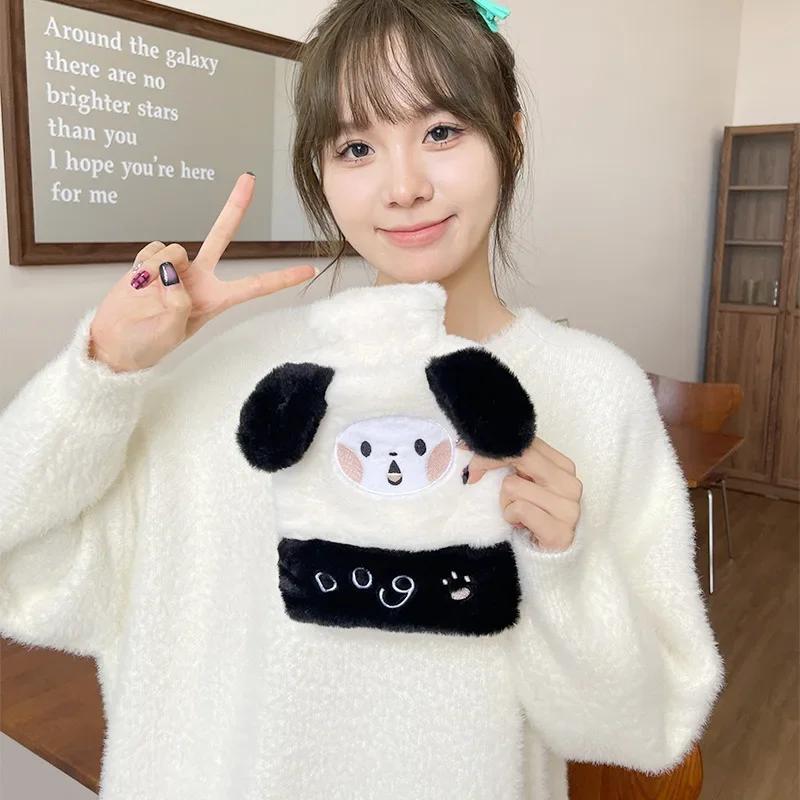 Cute Hot Water Bottle Bag 750ML Cartoon Plush Rabbit Shape Hand Warmer Heat Pack Warm Belly Instant Hot Pack Hand Warm Bag