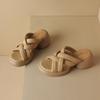 Krazing Pot Schaffell Pantoletten Peep Toe Blockabsätze Sommerschuhe Europäisches Design Plateau Wasserdicht Damen Sandalen