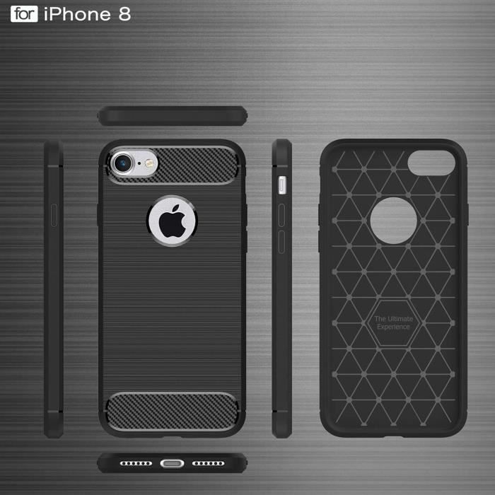 Coque iPhone 8 - Résilient TPU - Protection antichoc - Flexible - Noir