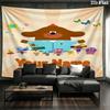 Hey Duggee Custom Name Wall Tapestry Aesthetic Wall Hanging Printed Fabric Blanket Decorative Tapestries for Bedroom Living Room Home Decor