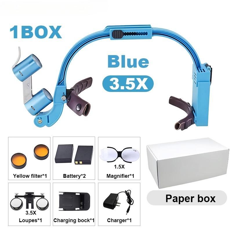 Binoclu Chirurgical cu Magnifier pentru Materiale Dentare cu Bandă de Cap Confortabilă Lampă Frontală LED cu Magnifier Dentar Mărire 2.5x/3.5x