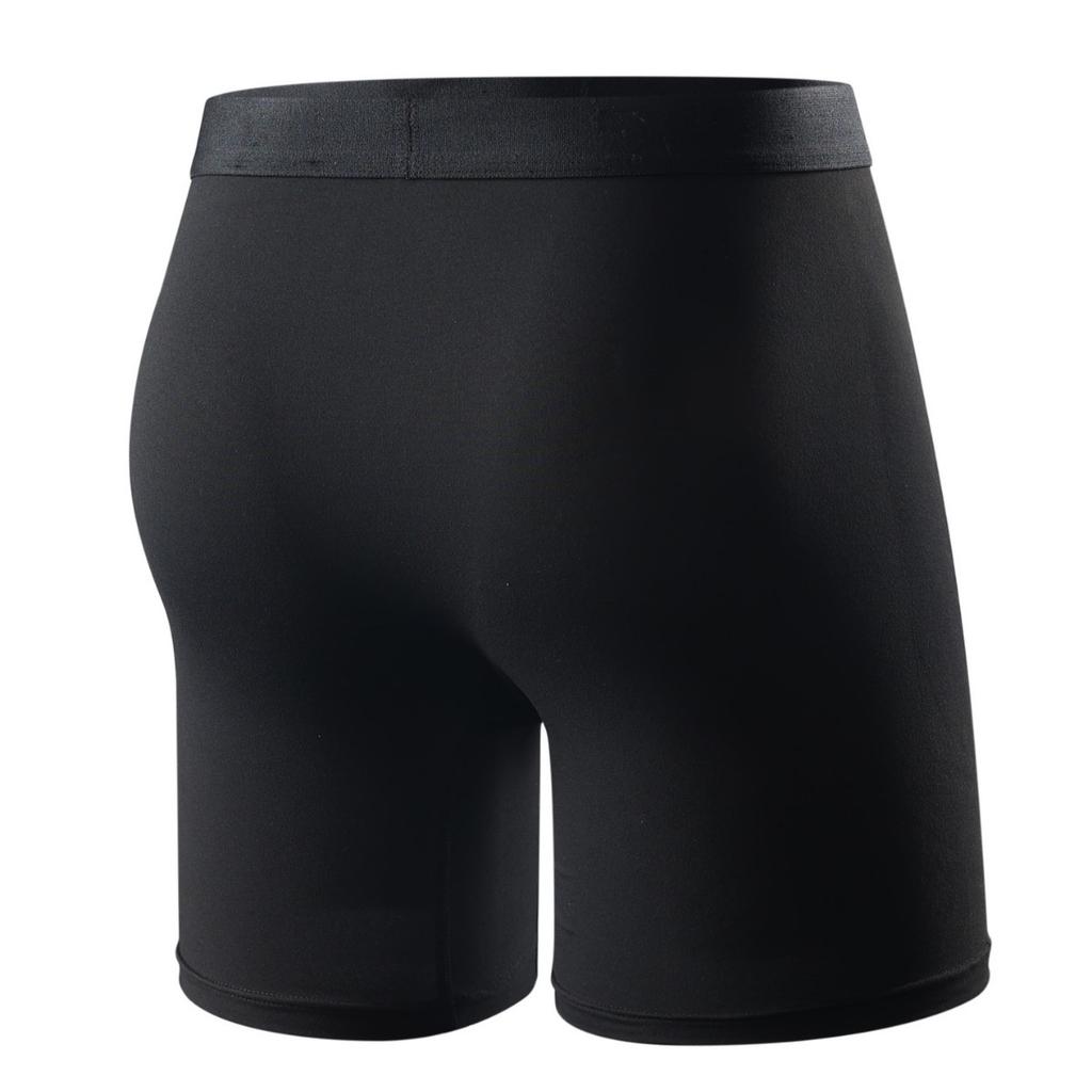 Men's pure black long short open boxer underwear is simple, comfortable and breathable