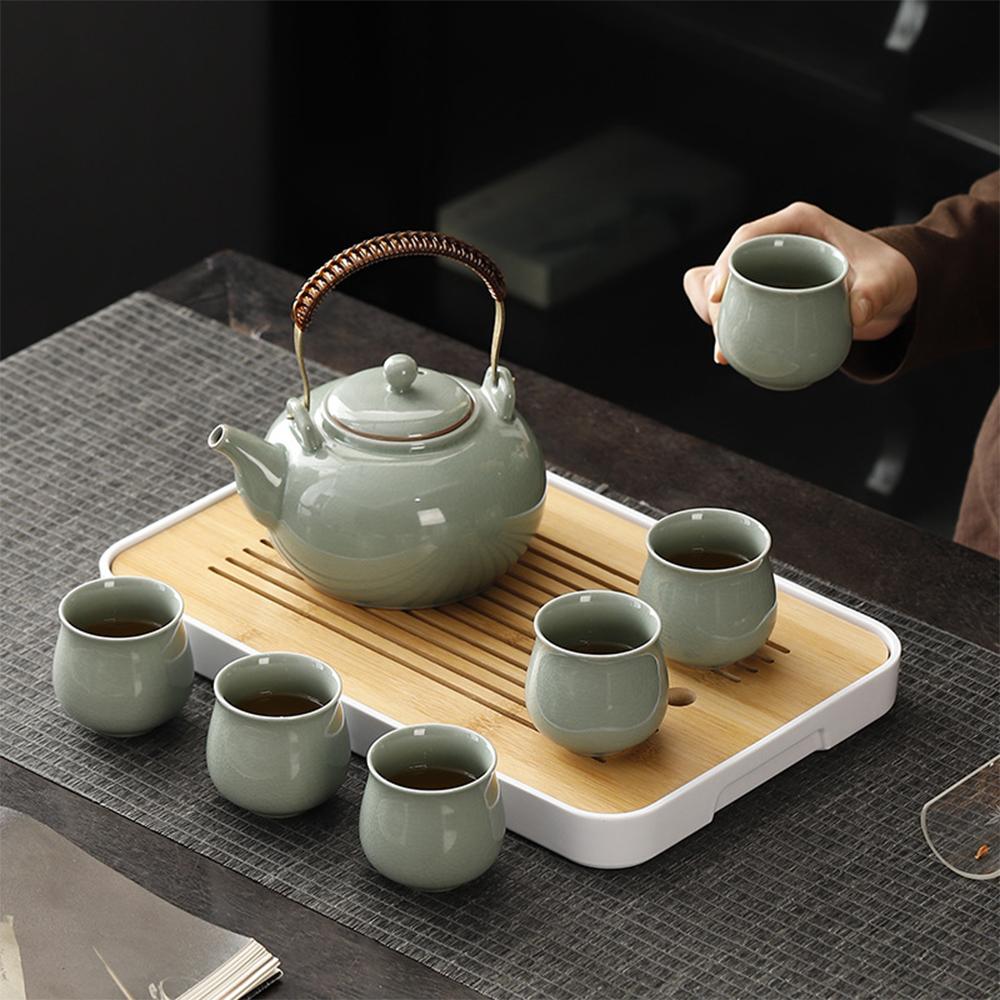 Ge Kiln Ice-Cracked Tea Pot, Household Tea Maker With Strainer, Large Capacity Ceramic Teapot, Chinese Cultural Tea Set, 920Ml