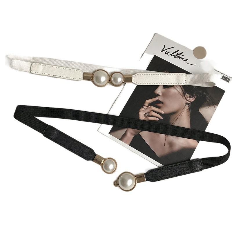 Elegant Korean Stretch Beaded Pearl Waist Belt For Women Chic Dress And Sweater Accessory