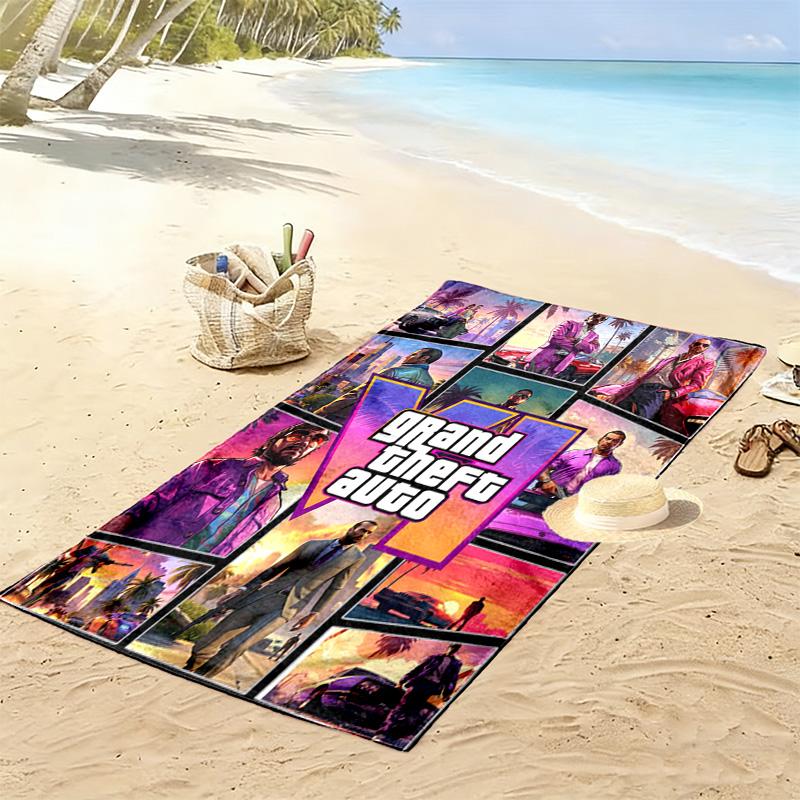 Vibes Vice City beach towel Outdoor camping soft Absorbent bath towel quick-drying swim towel Outdoor pool towel Comfort beach towel printing