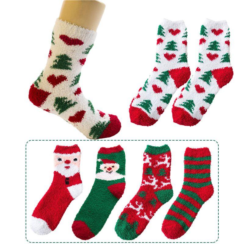 Chaussettes d'hiver pour femme mignonnes et douillettes en polaire corail laine Parfait cadeau de Noël
