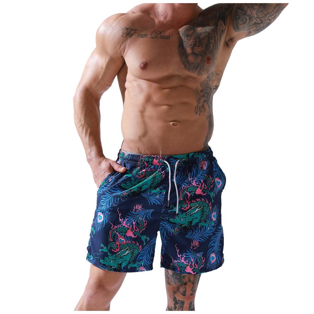 Men's Beach Trunks Breathable Print Pants Surf Casual Sports Quick Dry Shorts