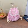 Riesige Kapazität Karierter Spitzen Rucksack Schüler Schultasche
