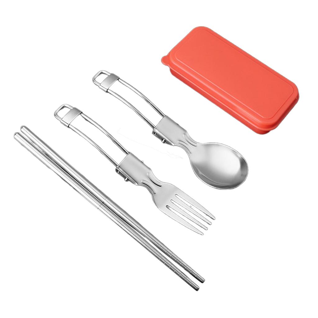 Camping Cutlery Travel Cutlery Set Stainless Portable Utensils Include Spoon Chopsticks & Fork for Hiking and Camping