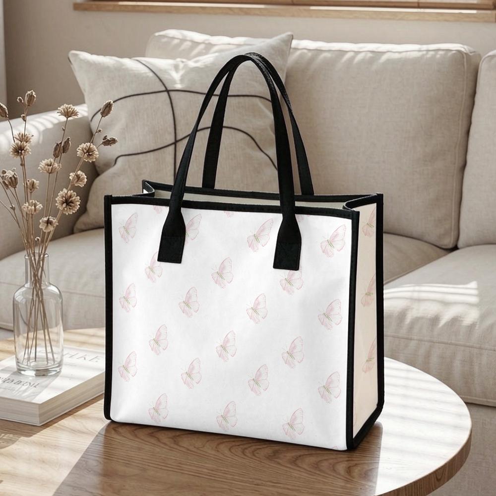 Fashion Butterfly Print Tote Bag Casual Large Capacity Ladies Daily Shoulder Handbag for Outdoor Use