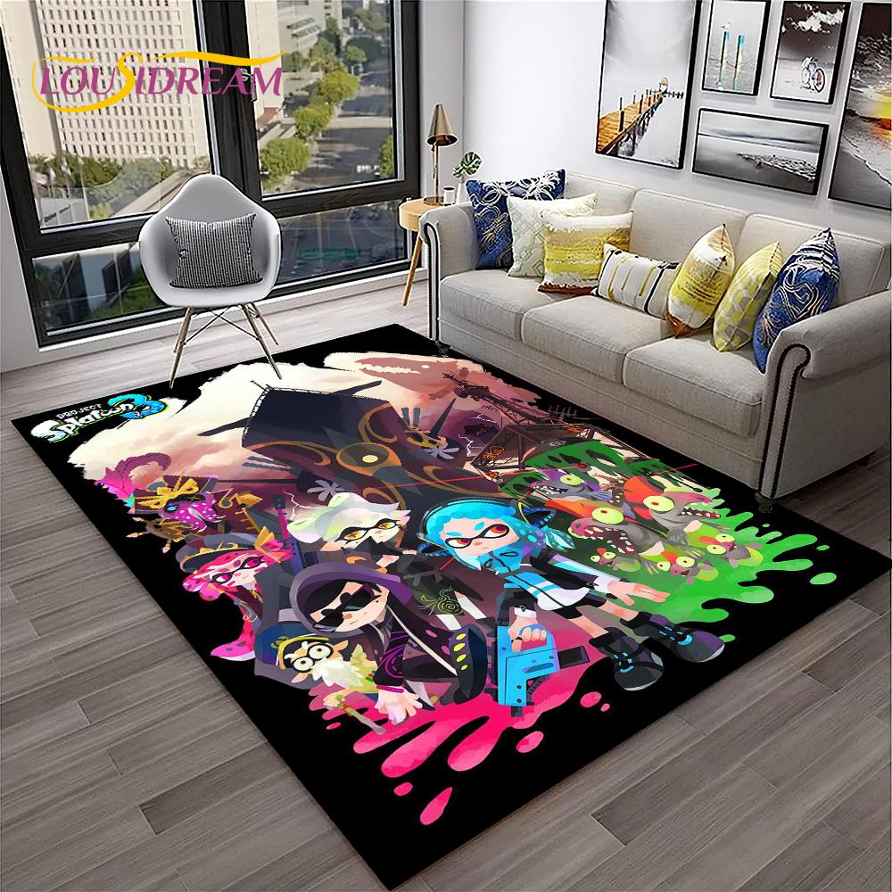 Cartoon PC Gamer 3D Games Splatoon Carpet Rug for Home Living Room Bedroom Sofa Doormat Decor,kids Area Rug Non-slip Floor Mat
