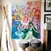 Mermaid Melody Pichi Pichi Pitch Wall Tapestry Aesthetic Wall Hanging Printed Fabric Blanket Decorative Tapestries for Bedroom Living Room Home Decor