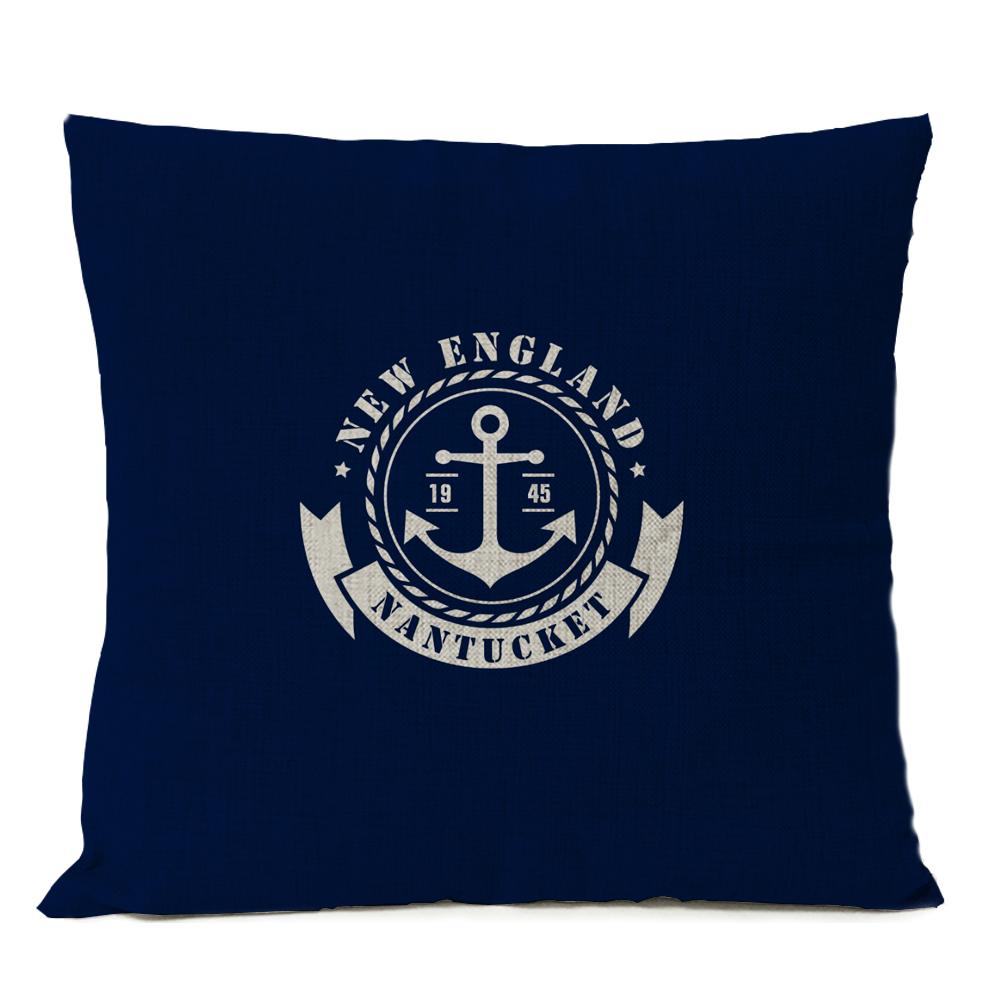 Navigație albastră busolă Ancoră Husă de pernă Cochilii nautice Pește lenjerie de pernă Husă de pernă decorativă pentru casă mediteraneană