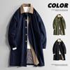 8XL Men's Retro Windbreaker with Corduroy Collar - Trendy Long Jacket, Casual Plus Size