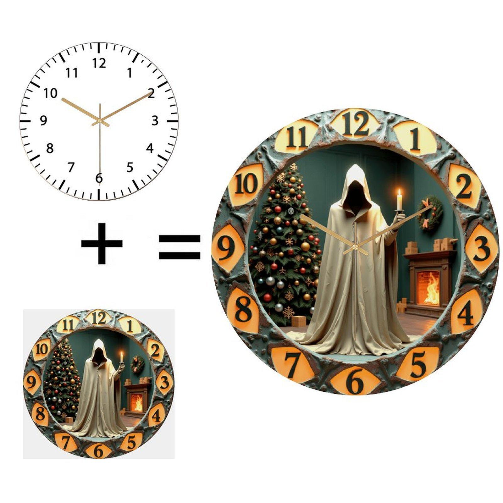 Bold and Graphic 30x30cm Round Glass Wall Clock with Large Numerals (White,12 in(30.48cm))