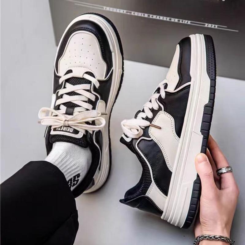 Spring and Summer Men's Shoes New Niche Casual Men's Board Shoes Versatile Student Platform Non-slip Tide Shoes Black and White Versatile