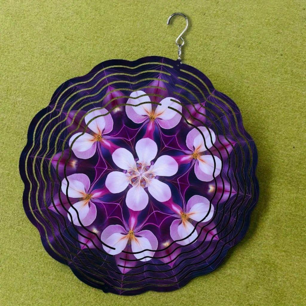 10 tum Blommig Vindsnurra för Utomhusdekor Hängande Trädgård Balkongdekorationer 360 Graders Roterande Krok Sommar Vår Presentidé