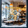 Waterproof Holiday Window Art Christmas Lamb Cling, 2027 New Year Russian Static Sticker with Knit Texture for Party Supplies Decoration, PVC