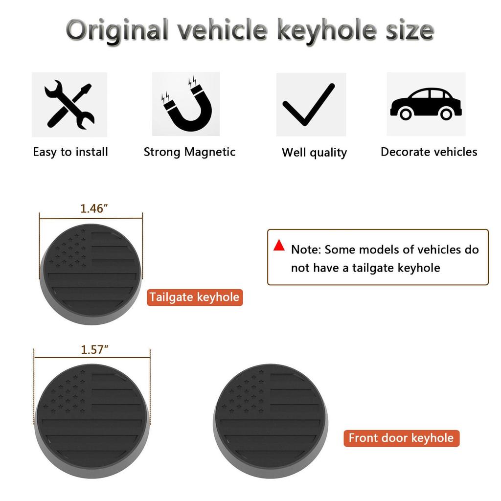 Timilge Magnetic Keyhole Cover 2018-2023 Wrangler JL JT Door Lock Protector Cover Door Security Accessories (Black Flag)