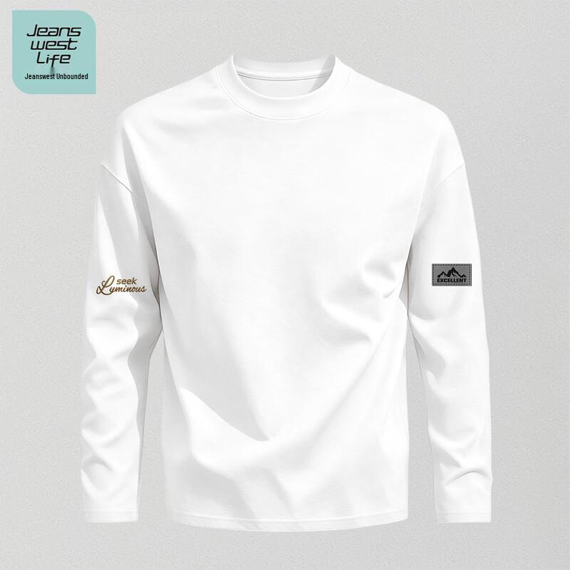 Jeanswest Life Herren Locker geschnittenes Baumwoll-Langarm-T-Shirt mit Rundhalsausschnitt