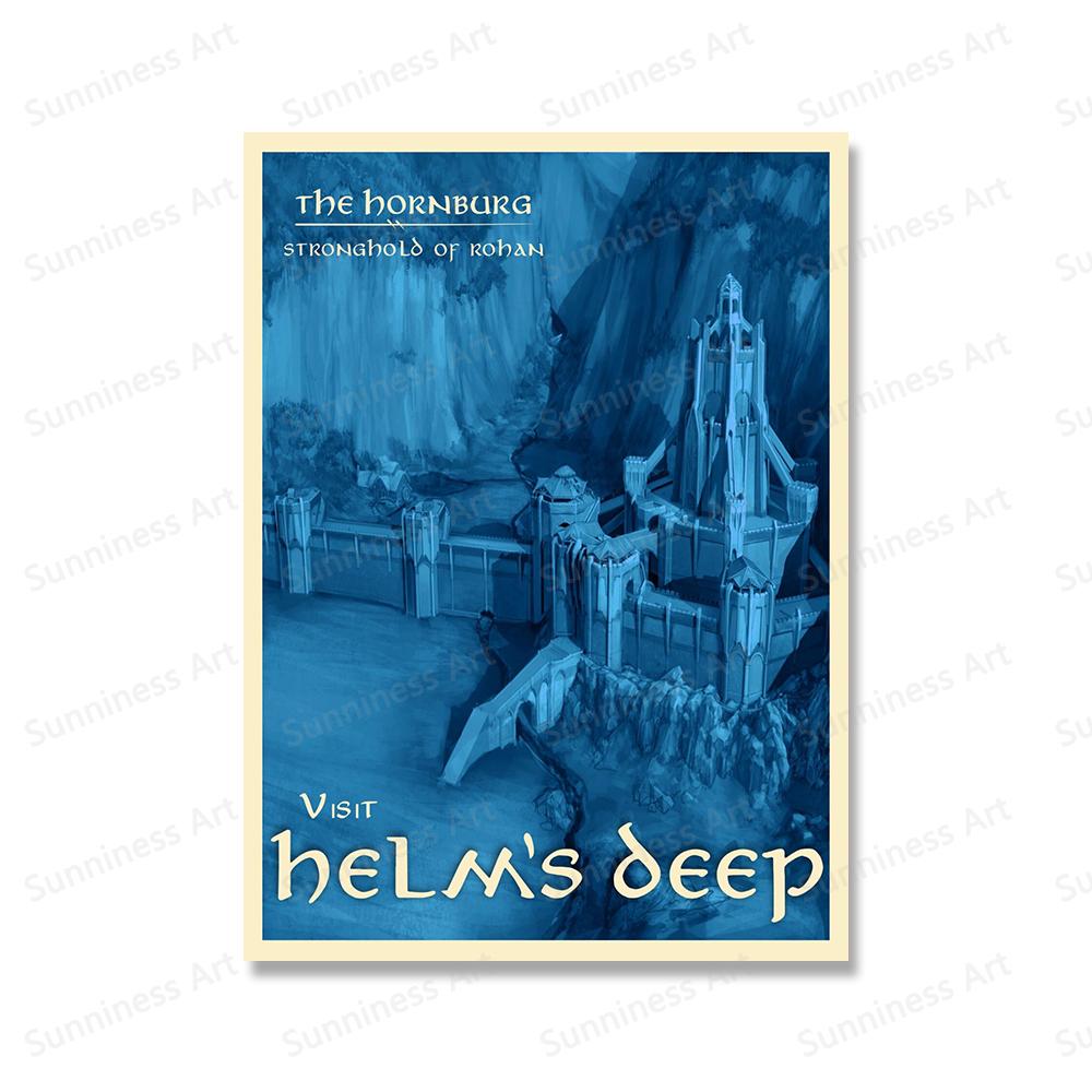 Vintage Travel Posters Middle Earth Lothlorien Mordor Illustration Prints Landscape Fantasy Literature Art Wall Pictures Decor No Frame