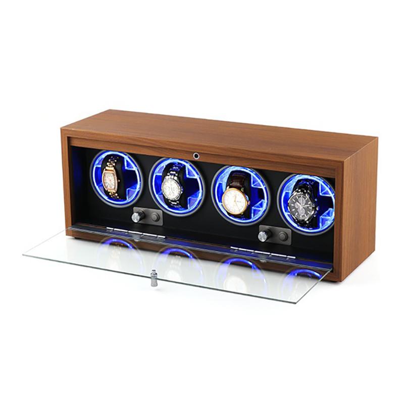 

Household Vertical Watch Winding Four-position Organizer Box Mechanical Watches Automatic Rotating Winders Device with LED Light чорний