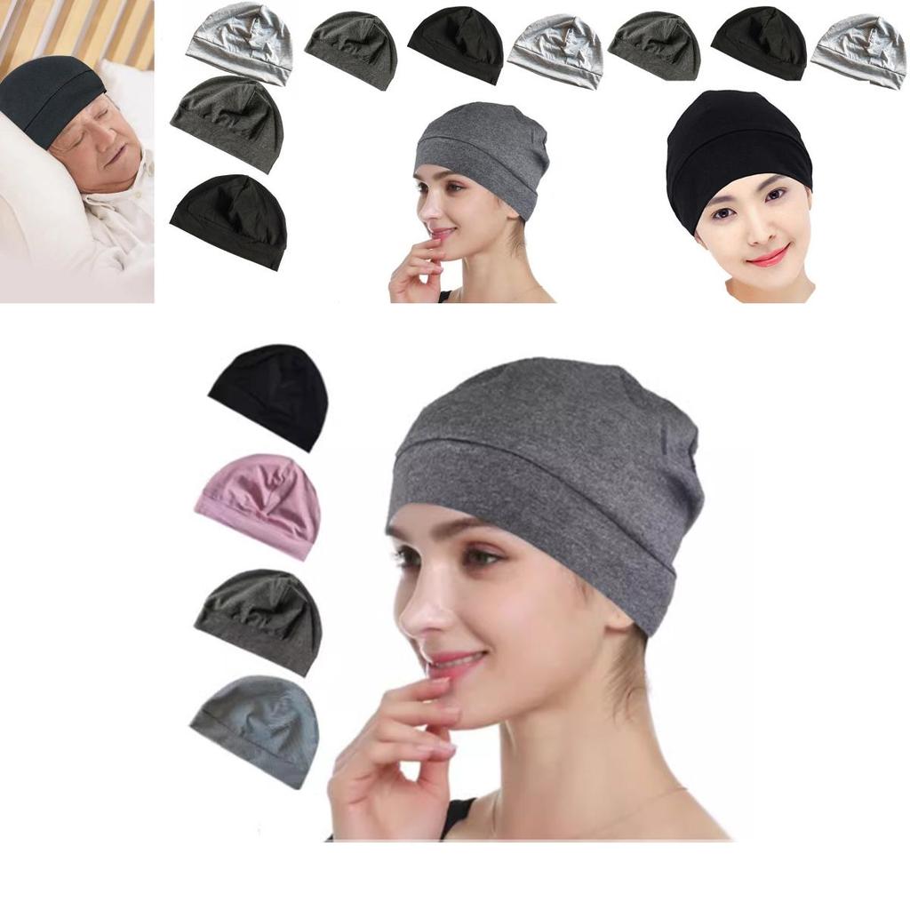 Unisex-Schlafmütze aus Baumwolle für Erwachsene, dünn und atmungsaktiv, ideal für den Winter, perfekt zum Schlafen und für klimatisierte Räume.)