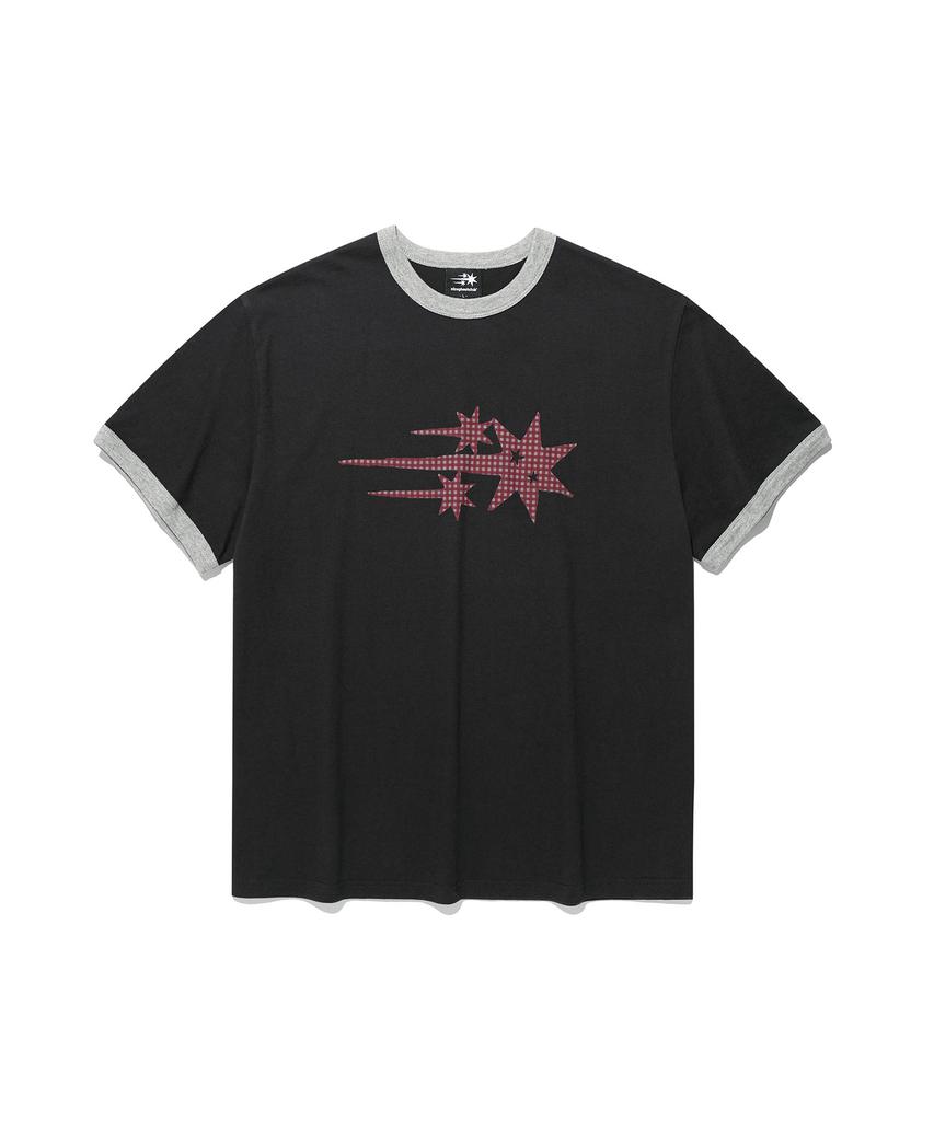 NICEGHOSTCLUB Check 3Star Basic Ringer Tee_Charcoal(Ng2Gmut537A)