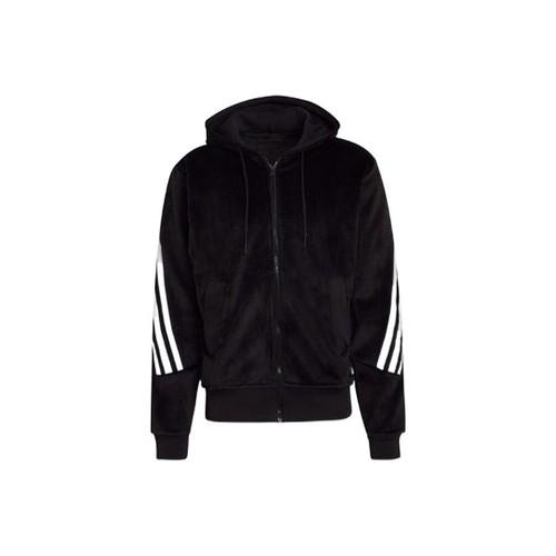adidas Logo Patch Three-Stripe Hooded Drawstring Jacket Men’s Black S чёрный