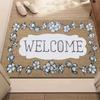 Blooming Welcome Rug Floral Design Non Slip Floor Mat Washable for Entry Living Room Bedroom Indoor Outdoor Kitchen Carpet