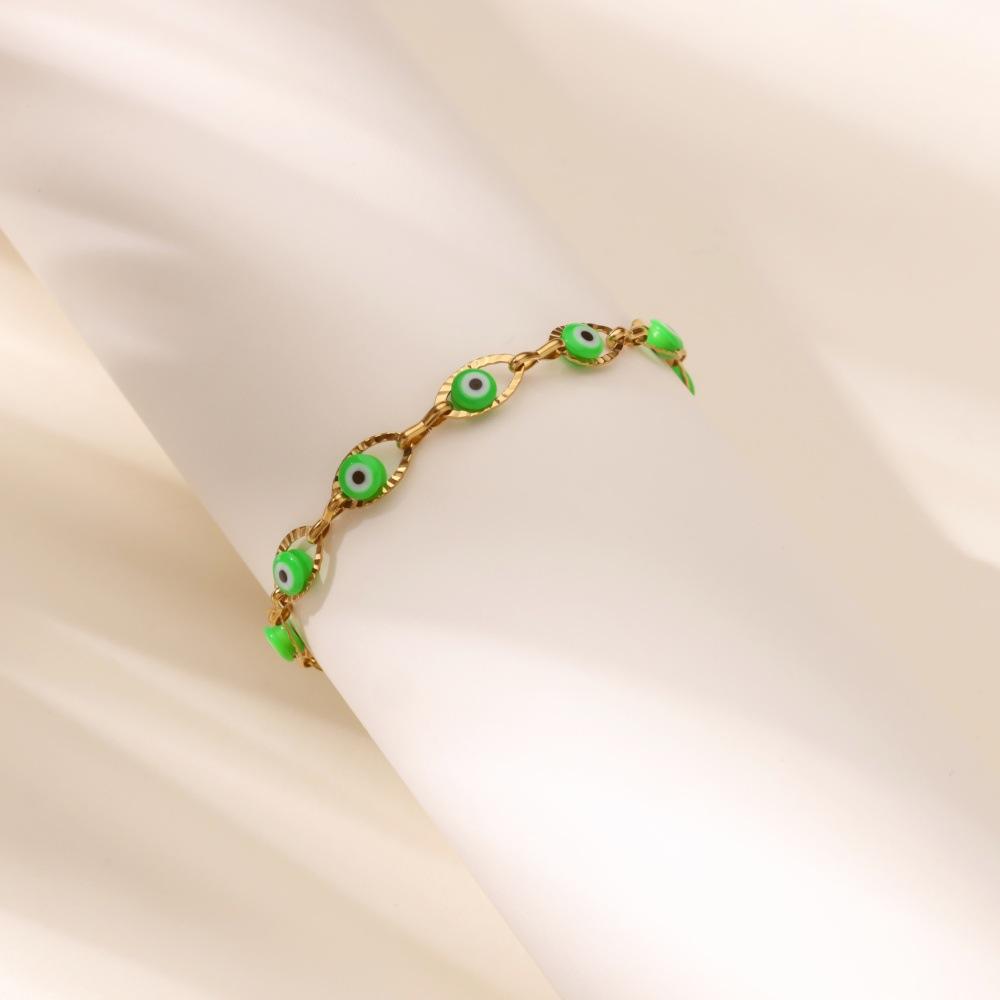 

Браслет на ногу «Глаз демона» из нержавеющей стали с гальваническим золотым покрытием, горячая распродажа, цветной глаз, украшение для ног, талисман, новый зелёный