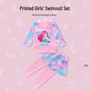 Kids' Long Sleeve Mermaid Swimsuit with Sun Protection and Quick-Dry Pants