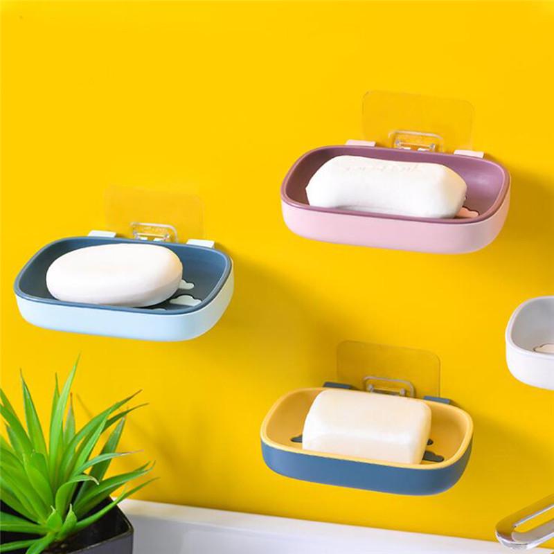 Double Color Double - layer Wall - hanging Asphalt Box without Perforating Stick Bathroom Soap Rack