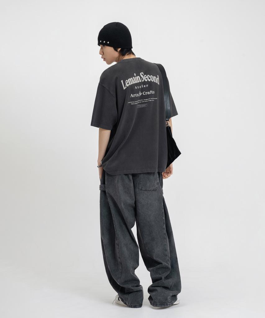 LEMAIN SECOND Back Point Atelier Oversized Short Sleeve T-Shirt [Pigment]