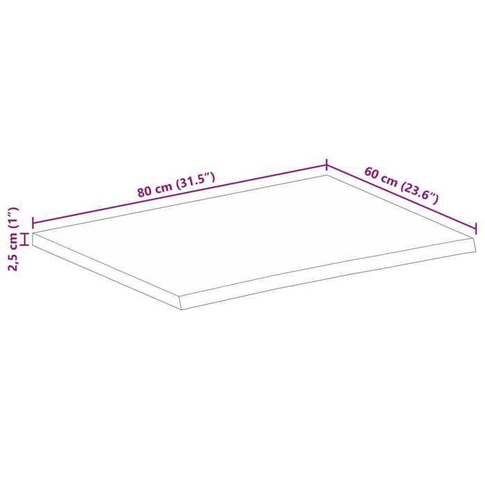 VidaXL Tabletop 80x60x2.5 Cm Live Edge Solid Mango Wood, Wooden Tabletop, Side Table Top, 370356