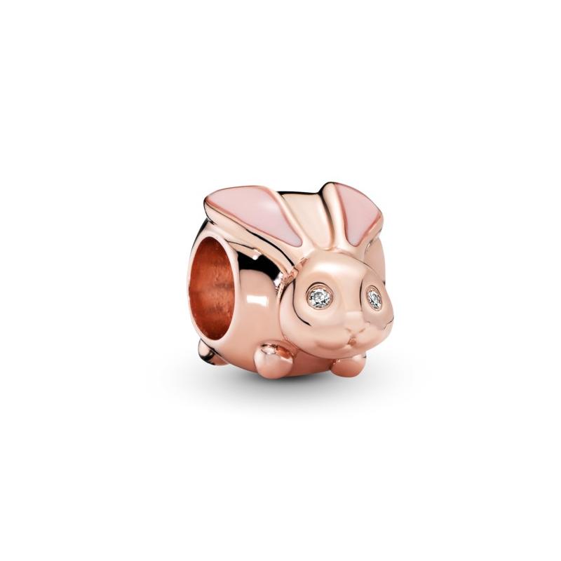 Pandora Rabbit Crystal Enamel Beads Women's Pink 787061EN160