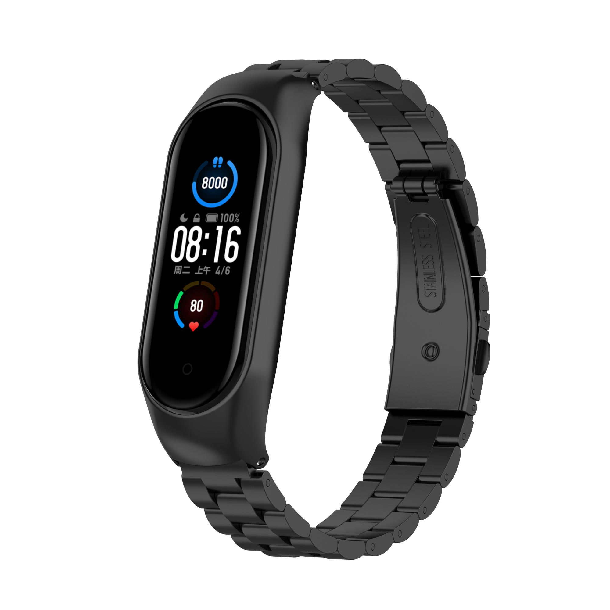

Stainless Steel Watch Strap Replacement Watchband for Xiaomi Mi Band 5/6 Black